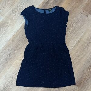 Adorable J Crew Navy with Tiny Pink Dots Cap Sleeve Pocket Dress size 6